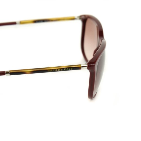 BURBERRY: Burgundy/Tortoise Brown Logo Sunglasses (g) - Picture 6 of 10